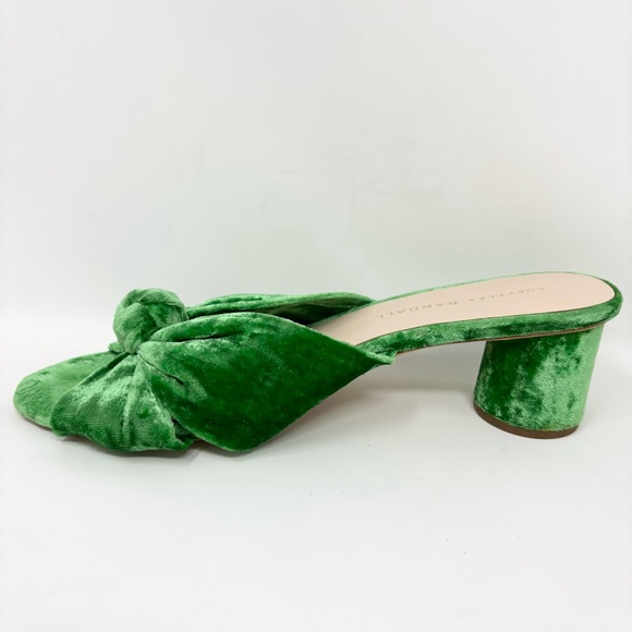 Loeffler Randall Celeste Velvet Knot Mid Heel Slide Sandals Green Size 6.5 - Picture 4 of 12